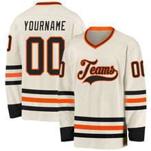 Laden Sie das Bild in den Galerie-Viewer, Custom Cream Black-Orange Hockey Jersey