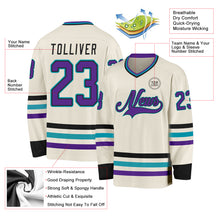 Charger l'image dans la galerie, Custom Cream Purple Black-Teal Hockey Jersey