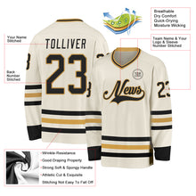 Laden Sie das Bild in den Galerie-Viewer, Custom Cream Black-Old Gold Hockey Jersey