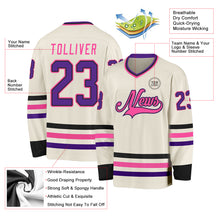 Laden Sie das Bild in den Galerie-Viewer, Custom Cream Purple Black-Pink Hockey Jersey