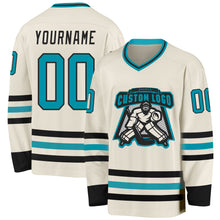 Загрузить изображение в средство просмотра галереи, Custom Cream Teal-Black Hockey Jersey
