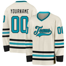 Загрузить изображение в средство просмотра галереи, Custom Cream Teal-Black Hockey Jersey