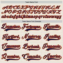 Laden Sie das Bild in den Galerie-Viewer, Custom Cream Navy-Orange Hockey Jersey