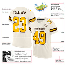 Laden Sie das Bild in den Galerie-Viewer, Custom Cream Gold-Brown Mesh Authentic Football Jersey