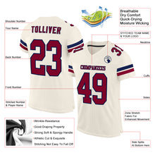 Laden Sie das Bild in den Galerie-Viewer, Custom Cream Maroon-Navy Mesh Authentic Football Jersey