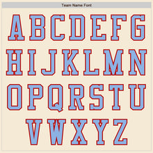 Laden Sie das Bild in den Galerie-Viewer, Custom Cream Light Blue-Red Authentic Baseball Jersey