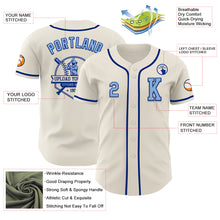 Laden Sie das Bild in den Galerie-Viewer, Custom Cream Light Blue-Royal Authentic Baseball Jersey