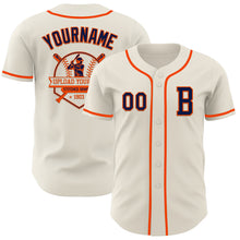 Laden Sie das Bild in den Galerie-Viewer, Custom Cream Navy-Orange Authentic Baseball Jersey