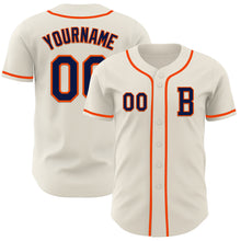 Laden Sie das Bild in den Galerie-Viewer, Custom Cream Navy-Orange Authentic Baseball Jersey