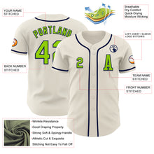 Laden Sie das Bild in den Galerie-Viewer, Custom Cream Neon Green-Navy Authentic Baseball Jersey