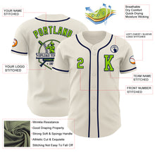 Laden Sie das Bild in den Galerie-Viewer, Custom Cream Neon Green-Navy Authentic Baseball Jersey
