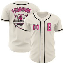 Laden Sie das Bild in den Galerie-Viewer, Custom Cream Pink-Black Authentic Baseball Jersey