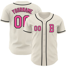 Laden Sie das Bild in den Galerie-Viewer, Custom Cream Pink-Black Authentic Baseball Jersey