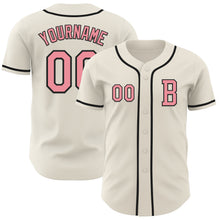 Laden Sie das Bild in den Galerie-Viewer, Custom Cream Medium Pink-Black Authentic Baseball Jersey