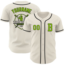 Laden Sie das Bild in den Galerie-Viewer, Custom Cream Neon Green-Black Authentic Baseball Jersey
