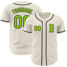Laden Sie das Bild in den Galerie-Viewer, Custom Cream Neon Green-Black Authentic Baseball Jersey