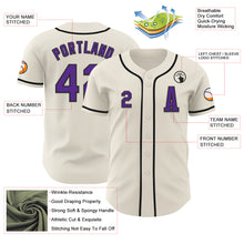 Laden Sie das Bild in den Galerie-Viewer, Custom Cream Purple-Black Authentic Baseball Jersey