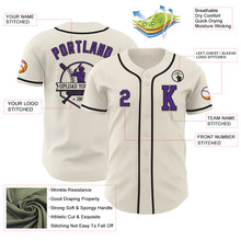 Laden Sie das Bild in den Galerie-Viewer, Custom Cream Purple-Black Authentic Baseball Jersey
