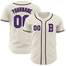 Laden Sie das Bild in den Galerie-Viewer, Custom Cream Purple-Black Authentic Baseball Jersey