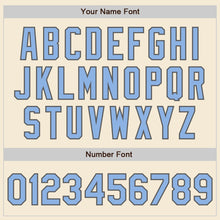 Laden Sie das Bild in den Galerie-Viewer, Custom Cream Light Blue-Steel Gray Authentic Baseball Jersey