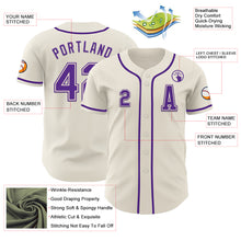 Laden Sie das Bild in den Galerie-Viewer, Custom Cream Purple Authentic Baseball Jersey