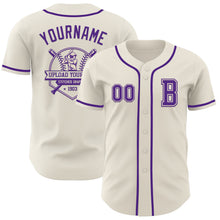 Laden Sie das Bild in den Galerie-Viewer, Custom Cream Purple Authentic Baseball Jersey