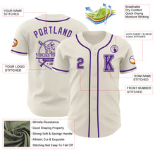 Laden Sie das Bild in den Galerie-Viewer, Custom Cream Purple Authentic Baseball Jersey