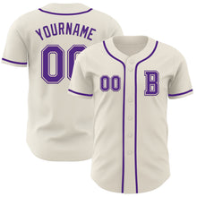 Laden Sie das Bild in den Galerie-Viewer, Custom Cream Purple Authentic Baseball Jersey