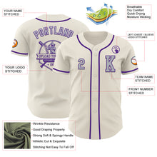 Laden Sie das Bild in den Galerie-Viewer, Custom Cream Gray-Purple Authentic Baseball Jersey