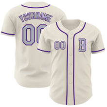 Laden Sie das Bild in den Galerie-Viewer, Custom Cream Gray-Purple Authentic Baseball Jersey