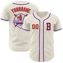 Laden Sie das Bild in den Galerie-Viewer, Custom Cream Orange-Purple Authentic Baseball Jersey