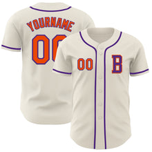 Laden Sie das Bild in den Galerie-Viewer, Custom Cream Orange-Purple Authentic Baseball Jersey