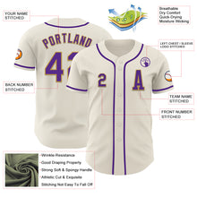 Laden Sie das Bild in den Galerie-Viewer, Custom Cream Purple-Old Gold Authentic Baseball Jersey