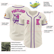 Laden Sie das Bild in den Galerie-Viewer, Custom Cream Pink-Purple Authentic Baseball Jersey