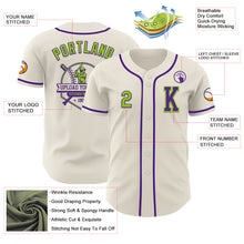 Laden Sie das Bild in den Galerie-Viewer, Custom Cream Neon Green-Purple Authentic Baseball Jersey