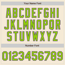 Laden Sie das Bild in den Galerie-Viewer, Custom Cream Neon Green-Purple Authentic Baseball Jersey