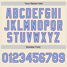 Laden Sie das Bild in den Galerie-Viewer, Custom Cream Light Blue-Purple Authentic Baseball Jersey