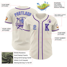 Laden Sie das Bild in den Galerie-Viewer, Custom Cream Light Blue-Purple Authentic Baseball Jersey
