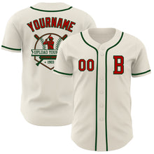 Laden Sie das Bild in den Galerie-Viewer, Custom Cream Red-Green Authentic Baseball Jersey