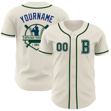 Загрузить изображение в средство просмотра галереи, Custom Cream Green-Royal Authentic Baseball Jersey