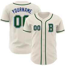 Загрузить изображение в средство просмотра галереи, Custom Cream Green-Royal Authentic Baseball Jersey
