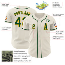 Laden Sie das Bild in den Galerie-Viewer, Custom Cream Green-Gold Authentic Baseball Jersey