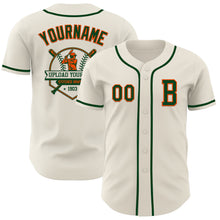 Laden Sie das Bild in den Galerie-Viewer, Custom Cream Green-Orange Authentic Baseball Jersey