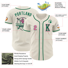 Laden Sie das Bild in den Galerie-Viewer, Custom Cream Pink-Kelly Green Authentic Baseball Jersey