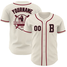 Laden Sie das Bild in den Galerie-Viewer, Custom Cream Black-Crimson Authentic Baseball Jersey