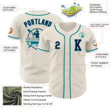 Laden Sie das Bild in den Galerie-Viewer, Custom Cream Navy-Teal Authentic Baseball Jersey