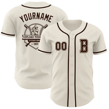 Laden Sie das Bild in den Galerie-Viewer, Custom Cream Brown Authentic Baseball Jersey