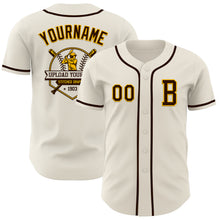 Загрузить изображение в средство просмотра галереи, Custom Cream Brown-Gold Authentic Baseball Jersey