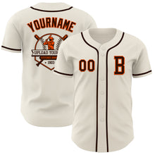 Laden Sie das Bild in den Galerie-Viewer, Custom Cream Brown-Orange Authentic Baseball Jersey