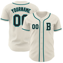 Laden Sie das Bild in den Galerie-Viewer, Custom Cream Black-Teal Authentic Baseball Jersey